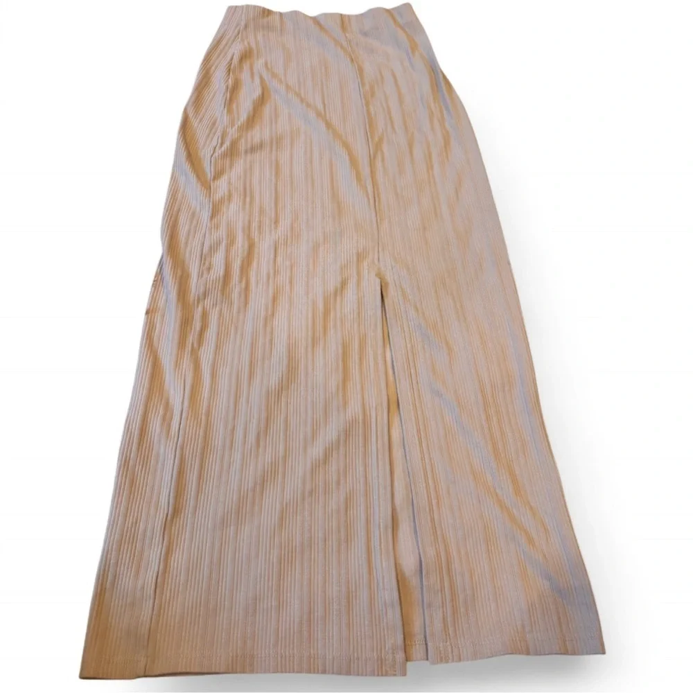 Abound Tan Beige Ribbed Knit High Slit Straight Column Maxi Skirt Size XS